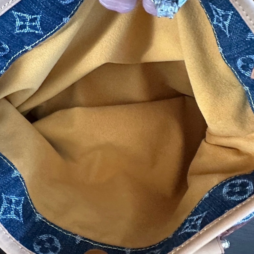 Louis Vuitton Blue Denim and Tan Handbag, 100% Authentic - Picture 10 of 12